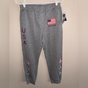 Volcom US Snowboard NWT Boys XL/14Y Iconic Stone Gray‎ Joggers w/ Elastic Waist